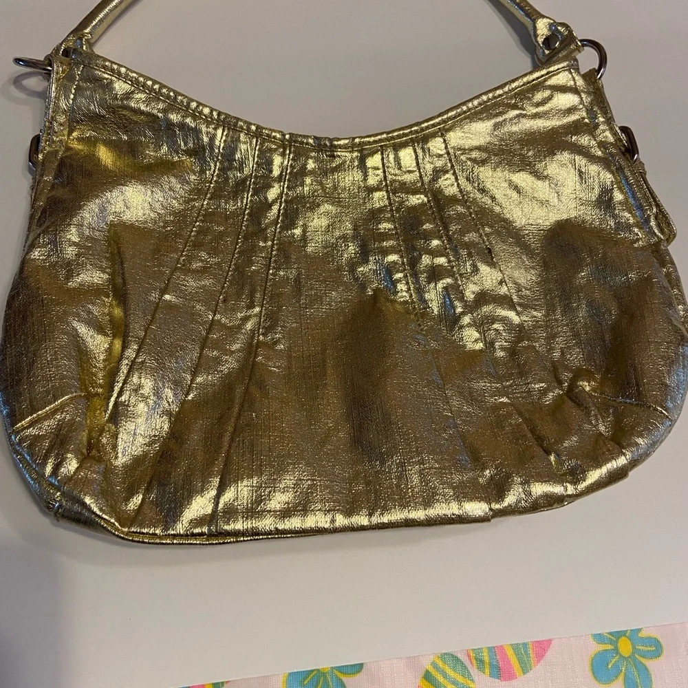 Gold Metallic Shoulder Bag for Women